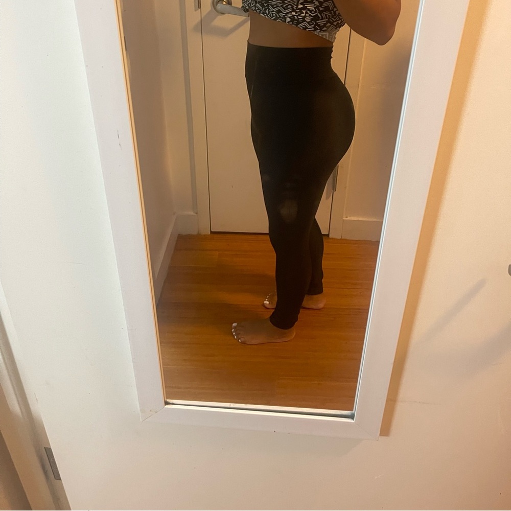 Black shiny high waist leggings